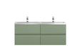 Hudson Reed Urban 1205mm Satin Green Wall Hung 4-Drawer Vanity Unit with Double Polymarble Basin