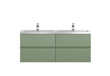 Hudson Reed Urban 1205mm Satin Green Wall Hung 4-Drawer Vanity Unit with Double Polymarble Basin