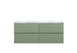 Hudson Reed Urban 1200mm Satin Green Wall Hung 4-Drawer Unit With Laminate Worktop