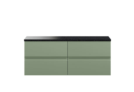 Hudson Reed Urban 1200mm Satin Green Wall Hung 4-Drawer Unit With Laminate Worktop