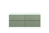 Hudson Reed Urban 1200mm Satin Green Wall Hung 4-Drawer Vanity Unit With Laminate Worktop
