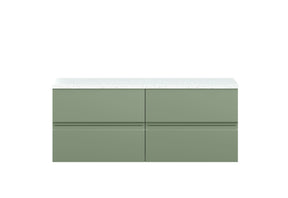 Hudson Reed Urban 1200mm Satin Green Wall Hung 4-Drawer Vanity Unit With Laminate Worktop