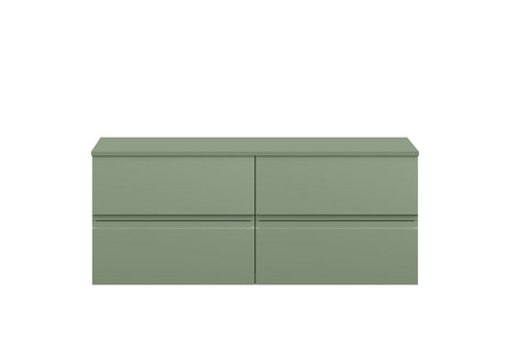 Hudson Reed Urban 1200mm Satin Green Wall Hung 4-Drawer Unit With Worktop