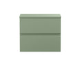 Hudson Reed Urban 600mm Satin Green Wall Hung 2-Drawer Unit With Worktop