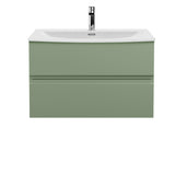 Hudson Reed Urban 800mm Satin Green Wall Hung 2-Drawer Vanity Unit with 1 Tap Hole Basin