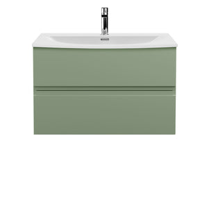 Hudson Reed Urban 800mm Satin Green Wall Hung 2-Drawer Vanity Unit with 1 Tap Hole Basin