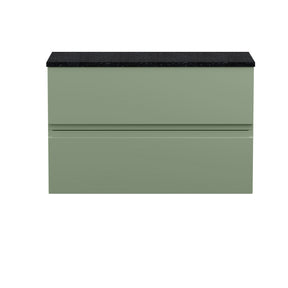 Hudson Reed Urban 800mm Satin Green Wall Hung 2-Drawer Unit With Laminate Top