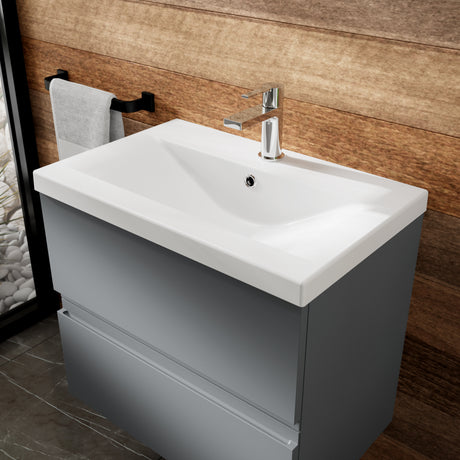 Hudson Reed Urban 800mm Wall Hung 2 Drawer Vanity Unit with Mid-Edge Basin