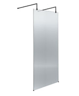 800mm Fluted Wetroom Scren with Arms & Feet Matt Black
