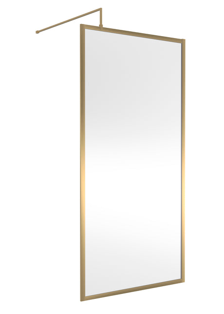 Full Outer Frame Wetroom Screens Full Outer Frame Wetroom 8mm Toughened Safety Glass Screen & Support Bar 1950mm x 1000mm x 8mm