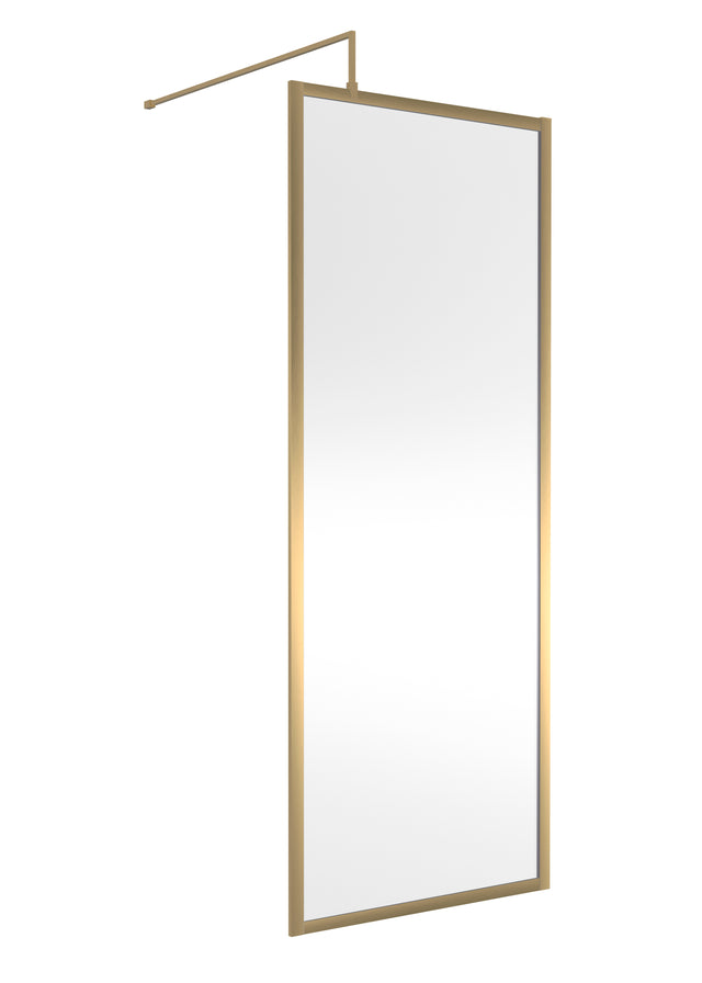 Full Outer Frame Wetroom Screens Full Outer Frame Wetroom 8mm Toughened Safety Glass Screen & Support Bar 1950mm x 800mm x 8mm
