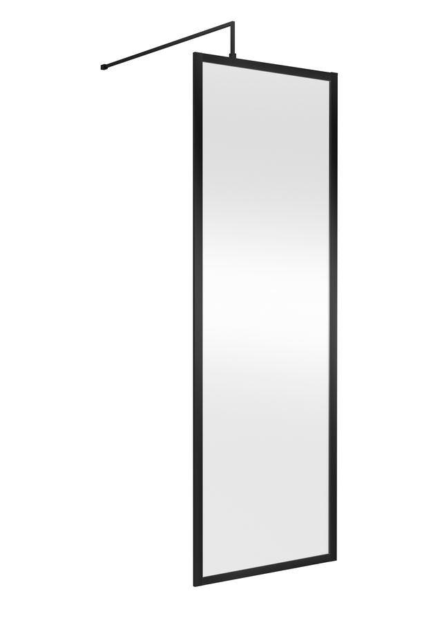 Full Outer Frame Wetroom Screens Full Outer Frame Wetroom 8mm Toughened Safety Glass Screen & Support Bar 1950mm x 700mm x 8mm