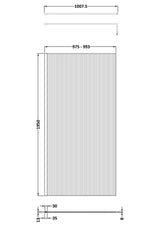 1000mm x 1950mm Fluted Wetroom Screen Inc' Bar Polished Chrome