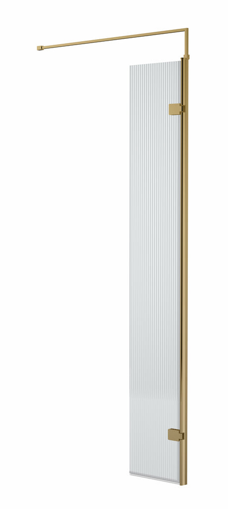 Fluted Wetroom Fluted Wetroom 8mm Toughened Safety Glass Swing Return Screen, 300mm x 1950mm