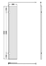 Fluted Wetroom Fluted Wetroom 8mm Toughened Safety Glass Swing Return Screen, 300mm x 1950mm