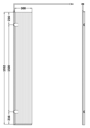300 x 1950mm Fluted Hinged Screen Including bar