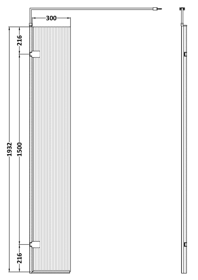 300 x 1950mm Fluted Hinged Screen Including bar