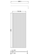 800mm Fluted Wetroom Screen with Support Bar Brushed Brass