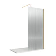 900mm Fluted Wetroom Screen with Support Bar Brushed Brass