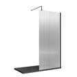 900mm Fluted Wetroom Screen with Support Bar Matt Black