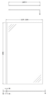 1200mm Wetroom Screen With Brass Support Bar