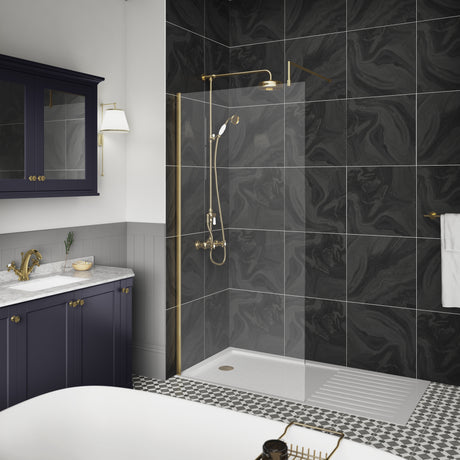 1000mm Wetroom Screen With Brass Support Bar