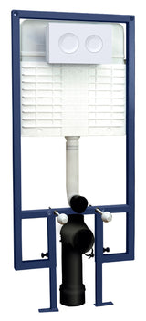 Hudson Reed Contemporary Concealed Cistern Frame With Matt White Round Flush Plate