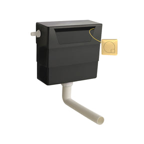 Hudson Reed Contemporary Cistern with Brushed Brass Square Flush Plate