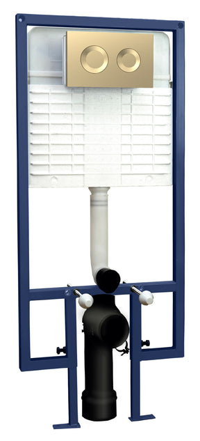 Hudson Reed Brushed Brass Round Plate Concealed Cistern Frame
